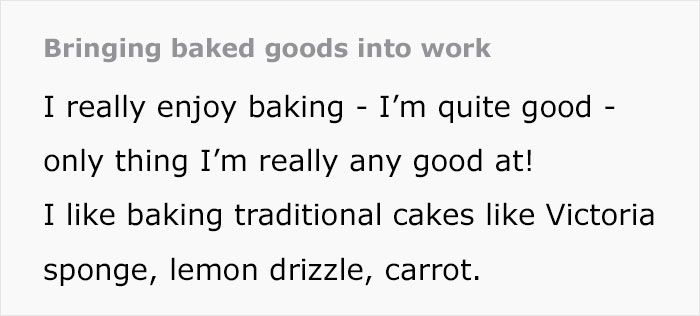 Woman Treats Her Colleagues With Home-Baked Goods, Two Of Them Threaten To Report Her To HR - 2