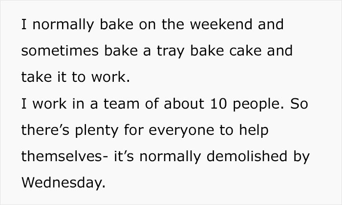 Woman Treats Her Colleagues With Home-Baked Goods, Two Of Them Threaten To Report Her To HR - 3