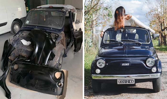 My (Wife's) 1970 Fiat 500 L Before And After Restoration