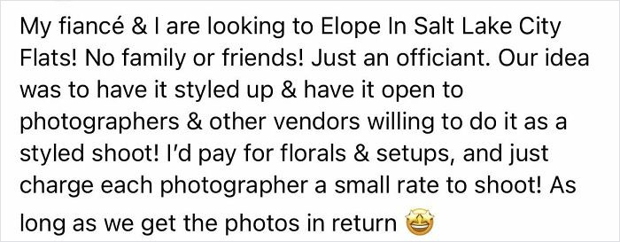 Surely Photographers Will Line Up To Pay Me To Shoot My Wedding In The Middle Of Nowhere