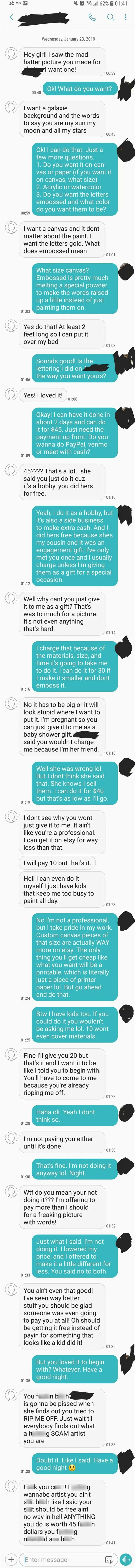 I Paint And Do Calligraphy And Hand Lettering. Conversation I Had Last Night With My Cousins "Friend"