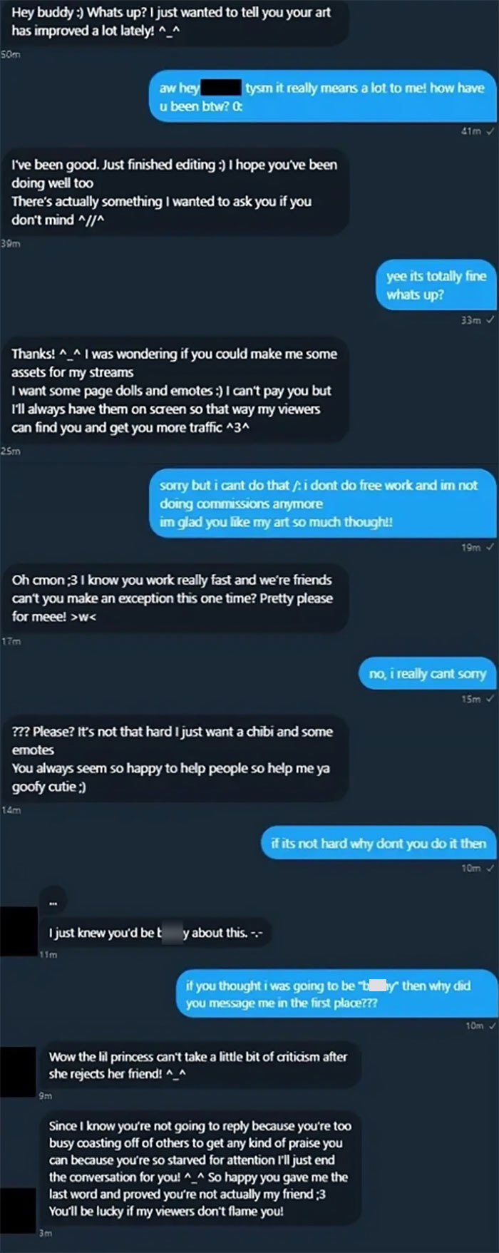 “Friend” Begs Artist For Free Art