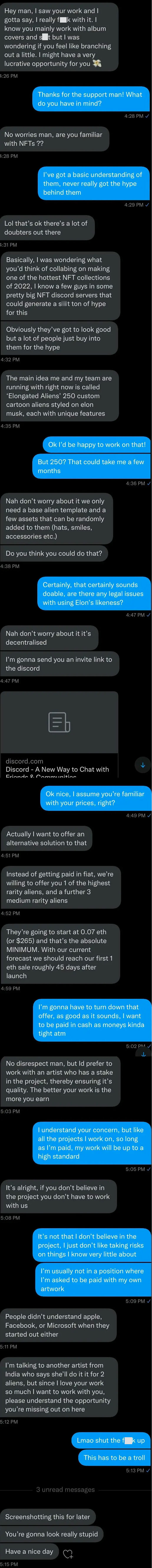 Nft Bro Tries To Pay Me With My Own Artwork