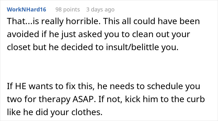 "I Feel Disrespected But Everyone Agrees With Him": Husband Throws Out Wife's Clothes "I Feel Disrespected But Everyone Agrees With Him": Husband Throws Out Wife's Clothes