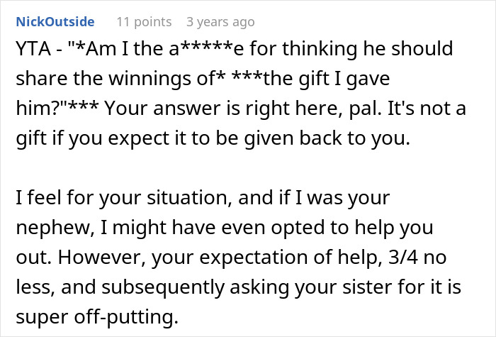 "I Really Need All Of It": Nephew Wins Lottery Money, Ticket Gifter Wants 75% Of It Back