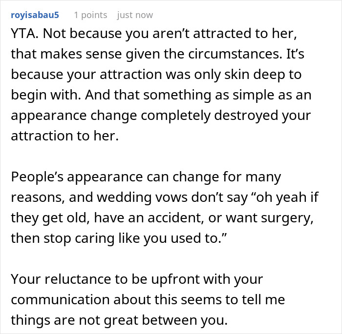 &ldquo;AITA For Being Truthful And Admitting That I Find My Wife Unattractive After Her Surgery?&rdquo;
