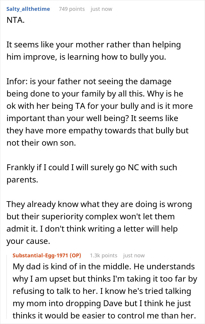 Teen’s Mom Chooses His Bully As Her TA, Boy Cuts Off Mother Completely And Decides To Move Out At 18 - 13