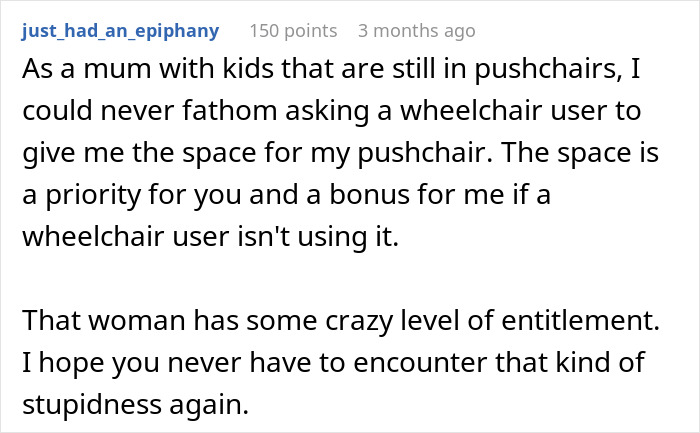 Entitled Mom Expects Person In Wheelchair To Walk So She Can Park Her Stroller, Gets Laughed At