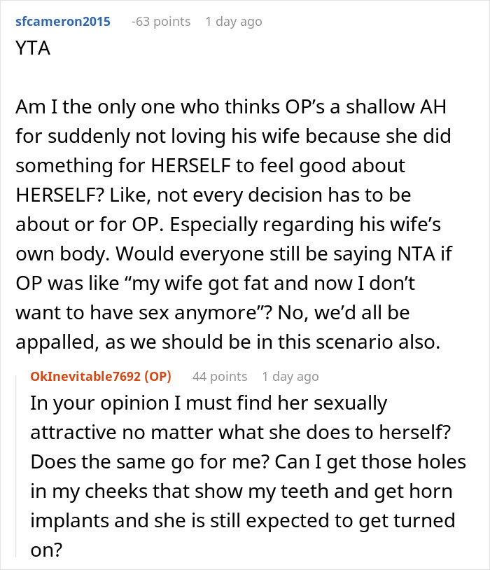 &ldquo;AITA For Being Truthful And Admitting That I Find My Wife Unattractive After Her Surgery?&rdquo;