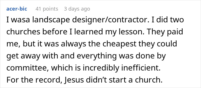 Church Demands Tradesman Take Down A Review Or Get Sued, He Shuts Them Down With Another Review Church Demands Tradesman Take Down A Review Or Get Sued, He Shuts Them Down With Another Review