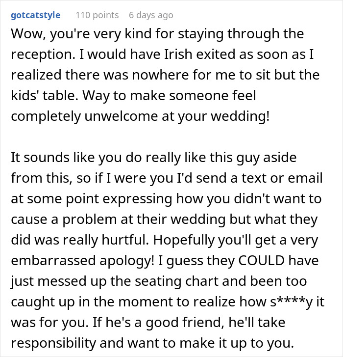 Person Attends 'Best Friend's' Wedding, Finds No Saved Seat For Them At The Reception