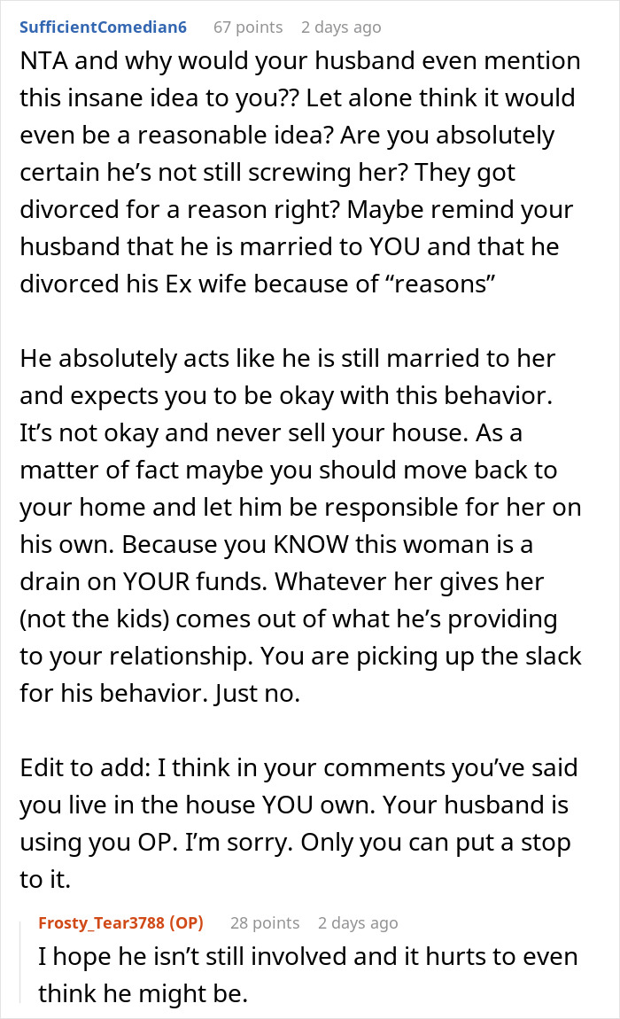 Woman Refuses To Sell Her Home To Cater To Husband&rsquo;s Ex&rsquo;s Needs, Asks If She&rsquo;s Wrong