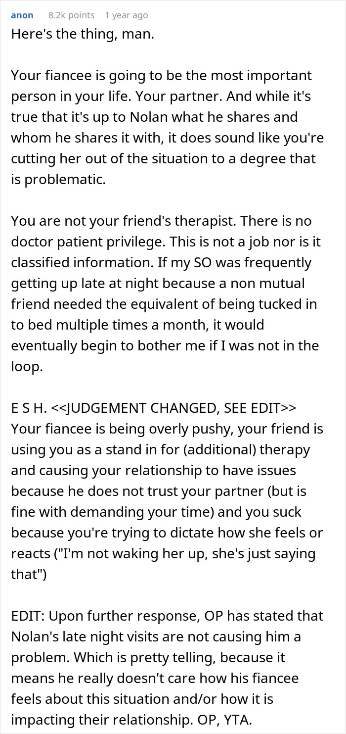 Man Goes To Extra Lengths To Support Grieving Friend, Fiancée Can’t Take It Anymore Man Goes To Extra Lengths To Support Grieving Friend, Fiancée Can’t Take It Anymore