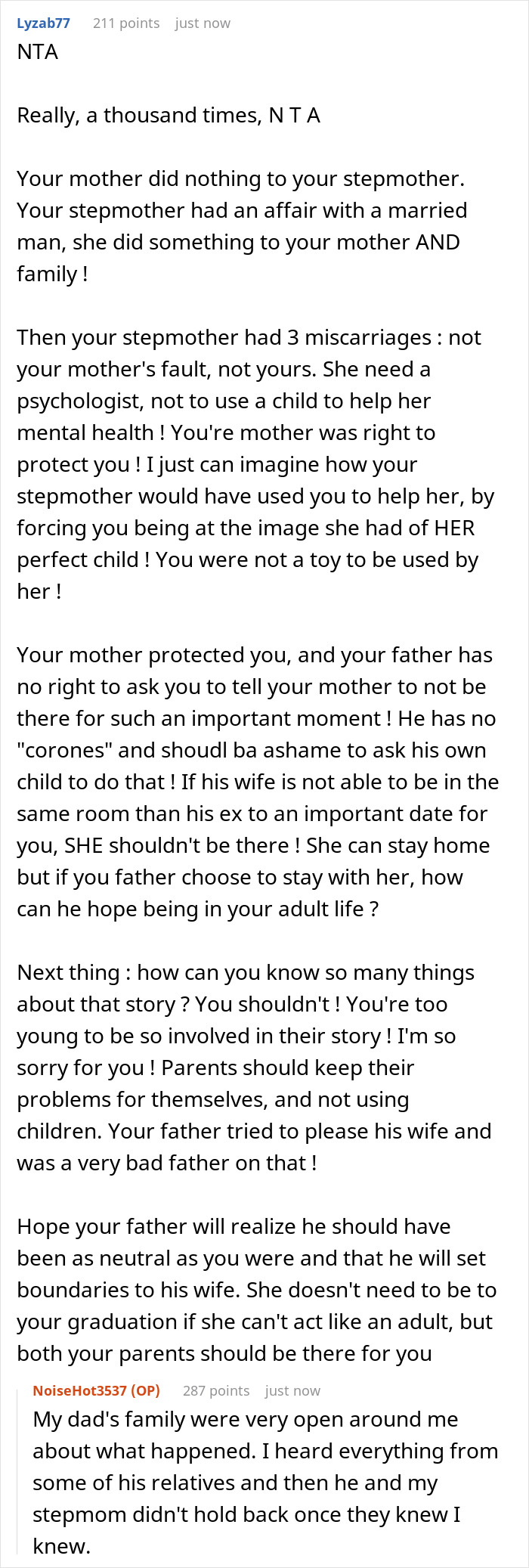 Stepmom Tells Teen Not To Invite His Mom To His Graduation, He Tells Stepmom Not To Come Instead