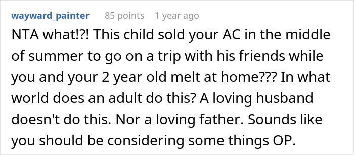 Husband Sees Wife's New AC, Says He Deserves A Trip With His Buddies If She Has That Kind Of Money
