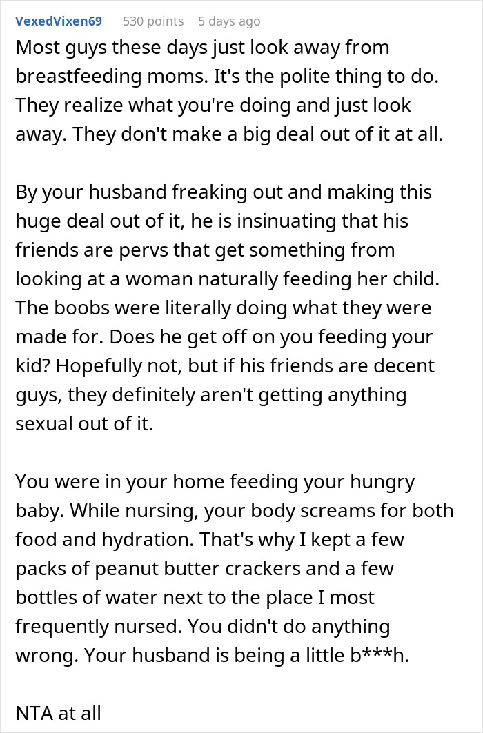 Man Demands Wife Stop Breastfeeding Their Baby In Front Of His Mates, Is Told To &lsquo;Shut Up&rsquo;