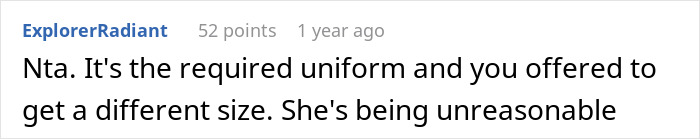 People Support This Boss For Refusing To Completely Change The Uniform For One Plus-Size Worker