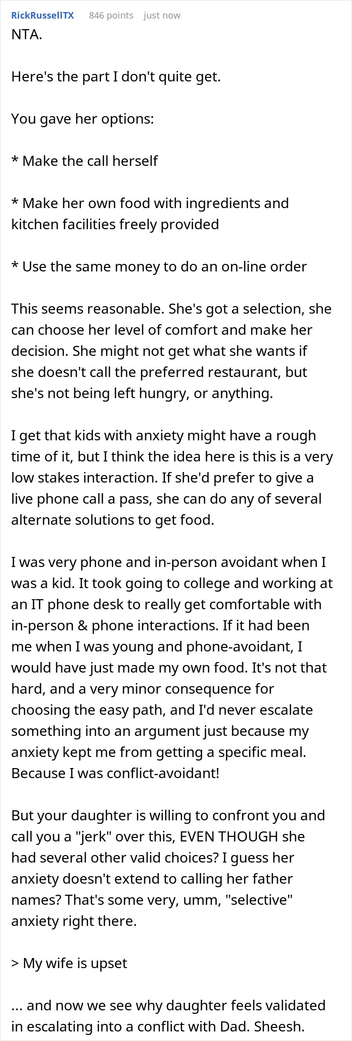 Family Drama Ensues Over Dad Refusing To Order Pizza For Socially Anxious Daughter Staying At Home - 13