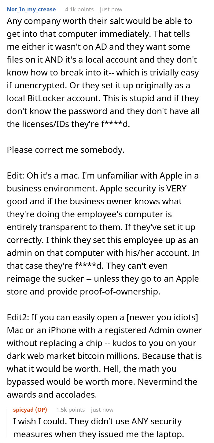 Company Seeks Employee Out, Terminates Them In 30 Days But Asks For Laptop Password After 6 Months