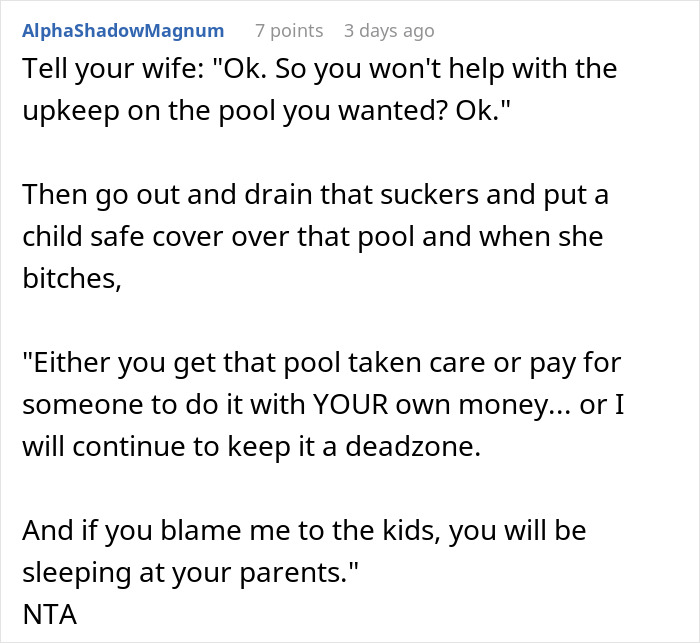 Man Refuses To Look After Pool Any Longer, Asks Wife To Stick To Her Promise, Drama Ensues Man Refuses To Look After Pool Any Longer, Asks Wife To Stick To Her Promise, Drama Ensues
