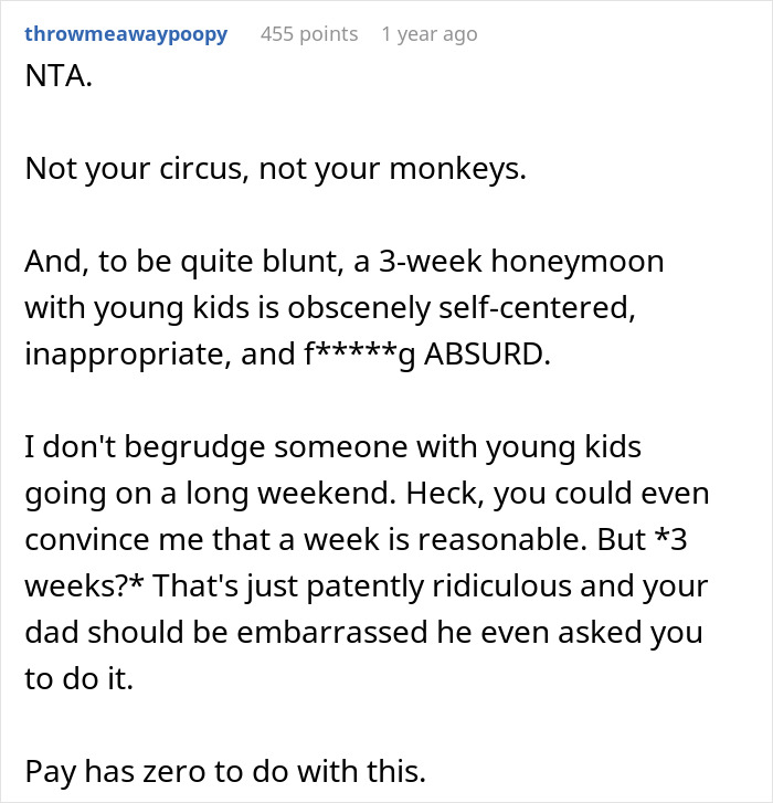 Drama Ensues When Son Refuses To Babysit His Half-Siblings For 3 Weeks While Dad Goes On Honeymoon Drama Ensues When Son Refuses To Babysit His Half-Siblings For 3 Weeks While Dad Goes On Honeymoon