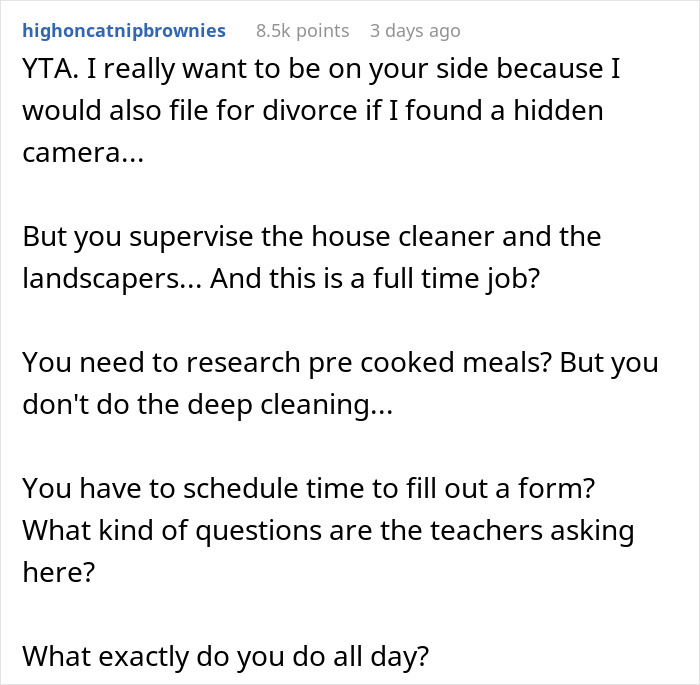 Man Hides A Camera In The House To Prove His Stay-At-Home Wife Is Lazy And Worthless