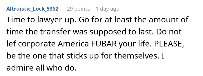 Man Urged To Lawyer Up And Make Company Pay For Making Him Move 1,700 Miles For Nothing