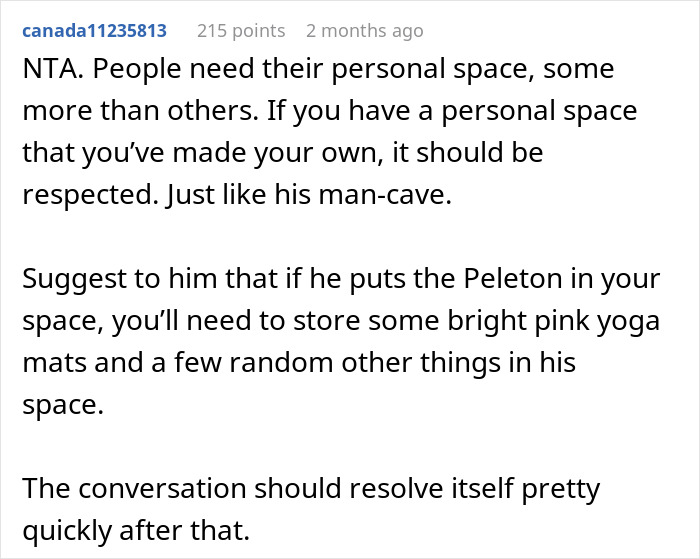 Woman Doesn&rsquo;t Let Husband Invade Her Personal Corner At Home With His Peloton, Drama Ensues