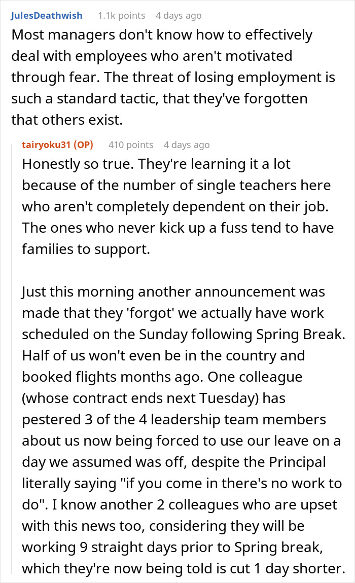 &ldquo;I Plan To Use All Of Them&rdquo;: Teacher Maliciously Complies With A Ridiculous Rule For Time Off