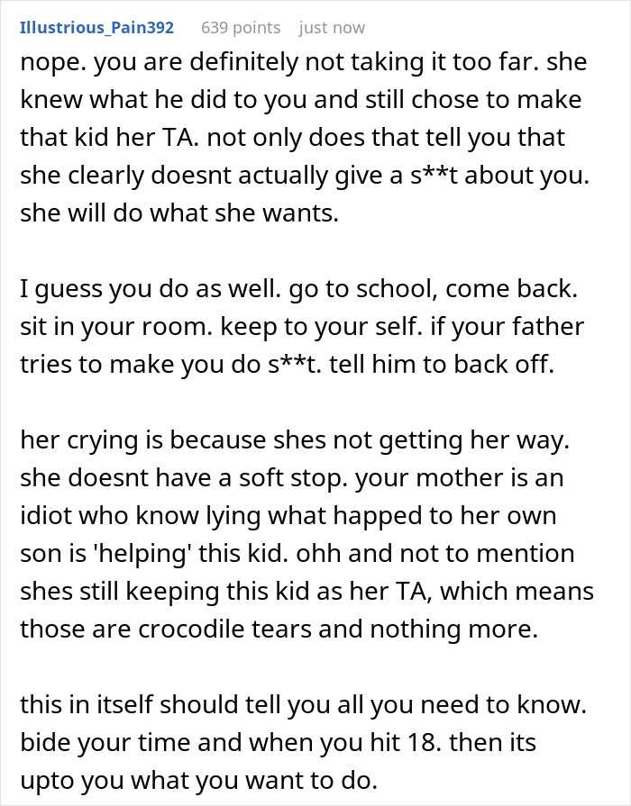 Teen’s Mom Chooses His Bully As Her TA, Boy Cuts Off Mother Completely And Decides To Move Out At 18 - 22