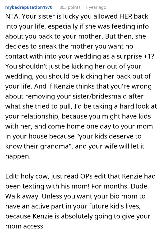 Guy Learns About Sister's Wedding Surprise, Kicks Her Out Of The Wedding