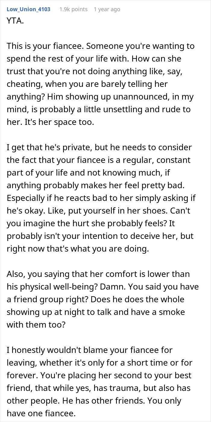 Man Goes To Extra Lengths To Support Grieving Friend, Fiancée Can’t Take It Anymore Man Goes To Extra Lengths To Support Grieving Friend, Fiancée Can’t Take It Anymore