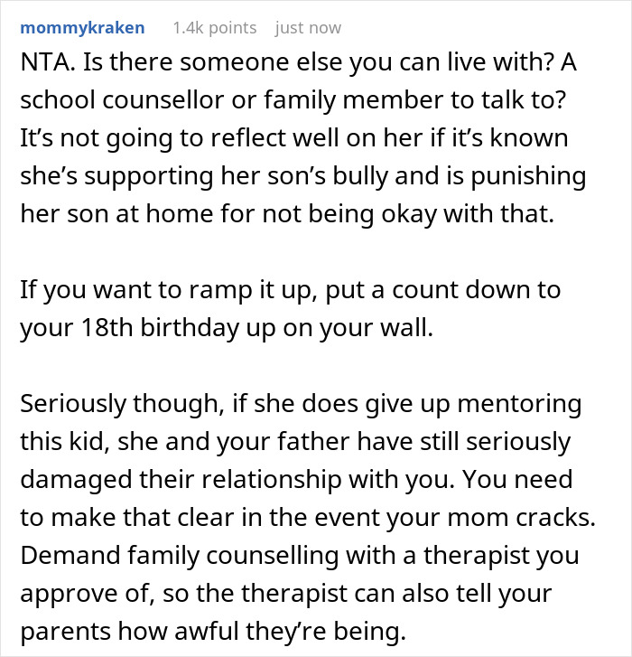 Teen’s Mom Chooses His Bully As Her TA, Boy Cuts Off Mother Completely And Decides To Move Out At 18 - 20