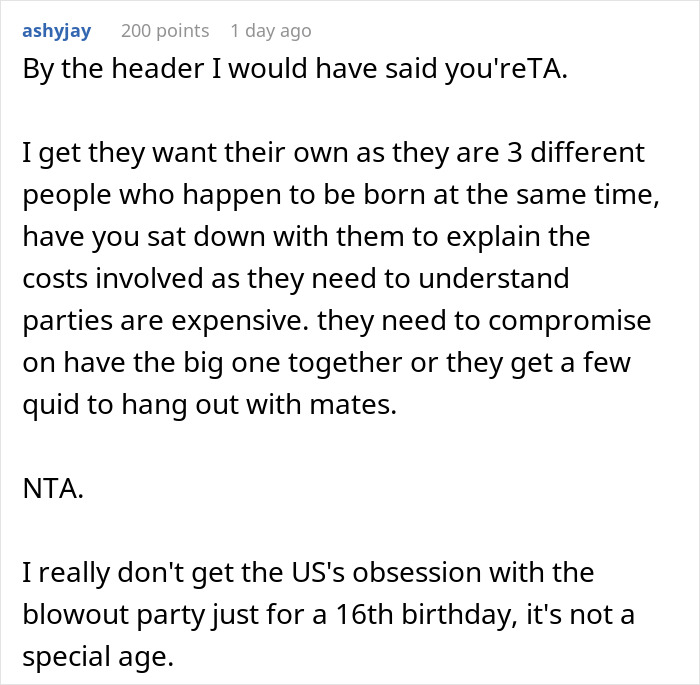 Triplets Want Individual "Sweet 16s", Tell Mom To Get An Extra Job If She Can't Afford It