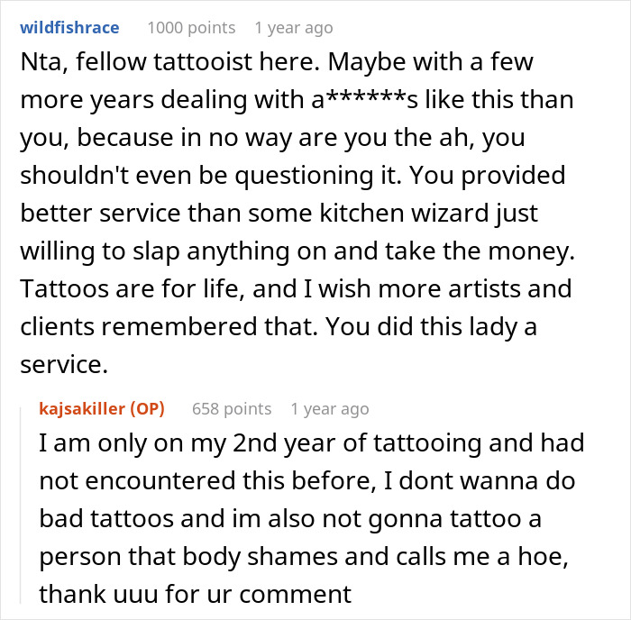 Tattoo artist discussion on refusing to tattoo an overweight woman, highlighting professional service and ethics. Tattoo artist discussion on refusing to tattoo an overweight woman, highlighting professional service and ethics.