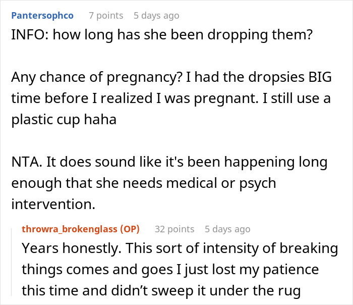 GF Keeps Breaking Glass Cups Every Time She’s At SO’s Home, They Ban Her From Using Them GF Keeps Breaking Glass Cups Every Time She’s At SO’s Home, They Ban Her From Using Them