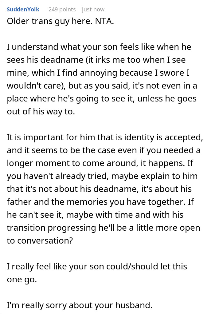 Mom Agrees To Hide All Photos Of Her Son Pre-Transition Except For One, Gets Called Cruel