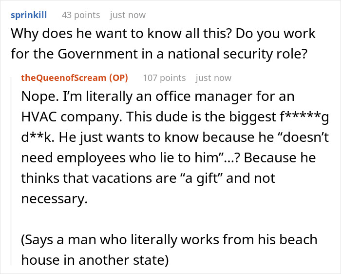 Boss Demands Workers Tell Every Single Thing They’re Doing During A Vacation, Gets Called A Menace Boss Demands Workers Tell Every Single Thing They’re Doing During A Vacation, Gets Called A Menace