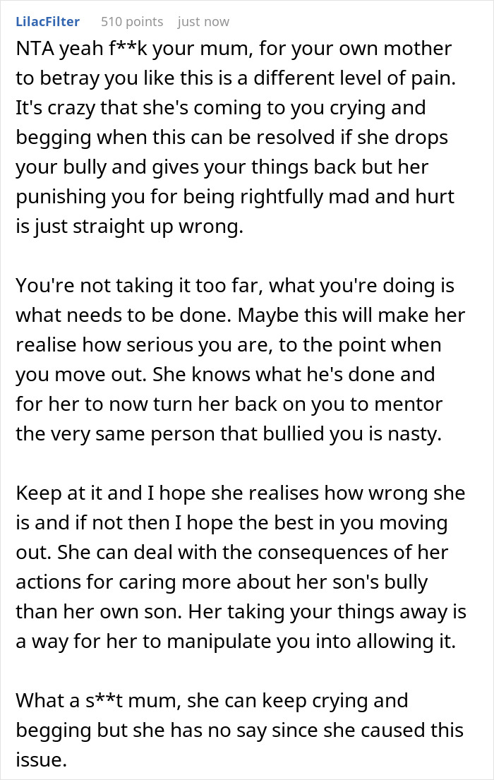 Teen’s Mom Chooses His Bully As Her TA, Boy Cuts Off Mother Completely And Decides To Move Out At 18 - 23