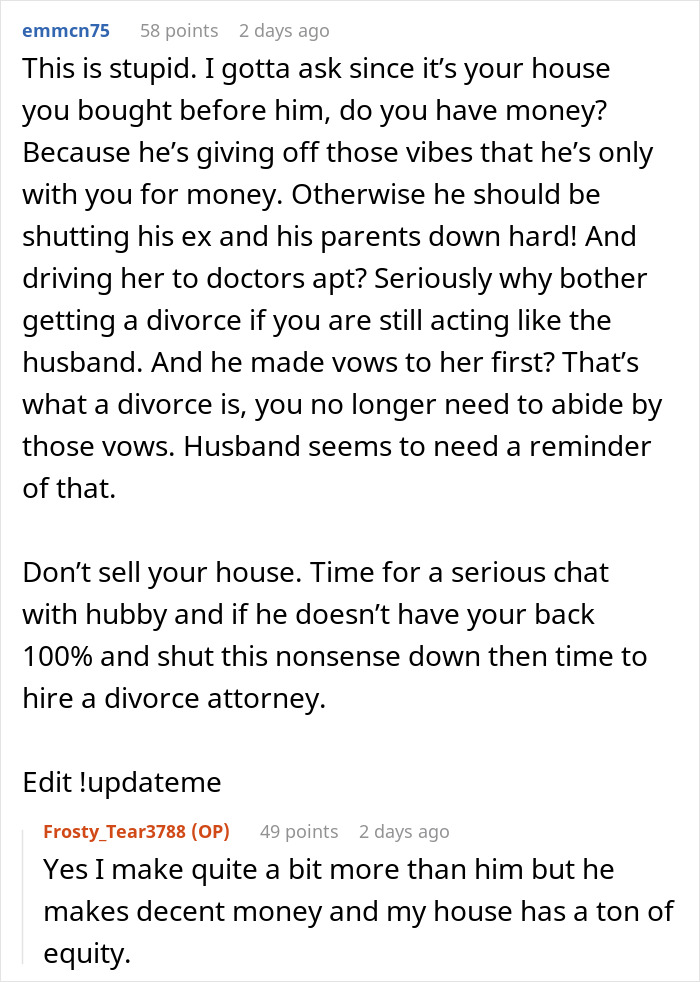 Woman Refuses To Sell Her Home To Cater To Husband&rsquo;s Ex&rsquo;s Needs, Asks If She&rsquo;s Wrong