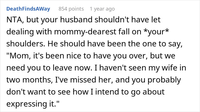 Mom Gets Kicked Out For Not Taking The Hint That Her Son And DIL Want Alone Time Mom Gets Kicked Out For Not Taking The Hint That Her Son And DIL Want Alone Time