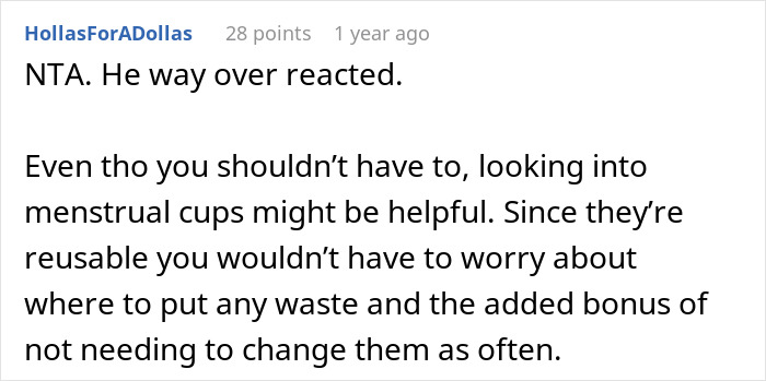 Dad Asks Teen To Throw Away Menstrual Products In Kitchen, She Refuses, So He Dumps Them On Her Bed Dad Asks Teen To Throw Away Menstrual Products In Kitchen, She Refuses, So He Dumps Them On Her Bed