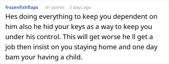 "My Husband Purposely Hid My Car Keys So I Would Miss My Job Interview" "My Husband Purposely Hid My Car Keys So I Would Miss My Job Interview"