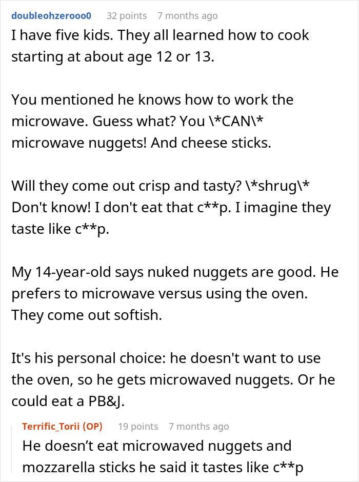 14 Y.O. Boy Expects 15 Y.O. Sister To Make Him Lunch, Blames Her For Letting Him Starve 14 Y.O. Boy Expects 15 Y.O. Sister To Make Him Lunch, Blames Her For Letting Him Starve