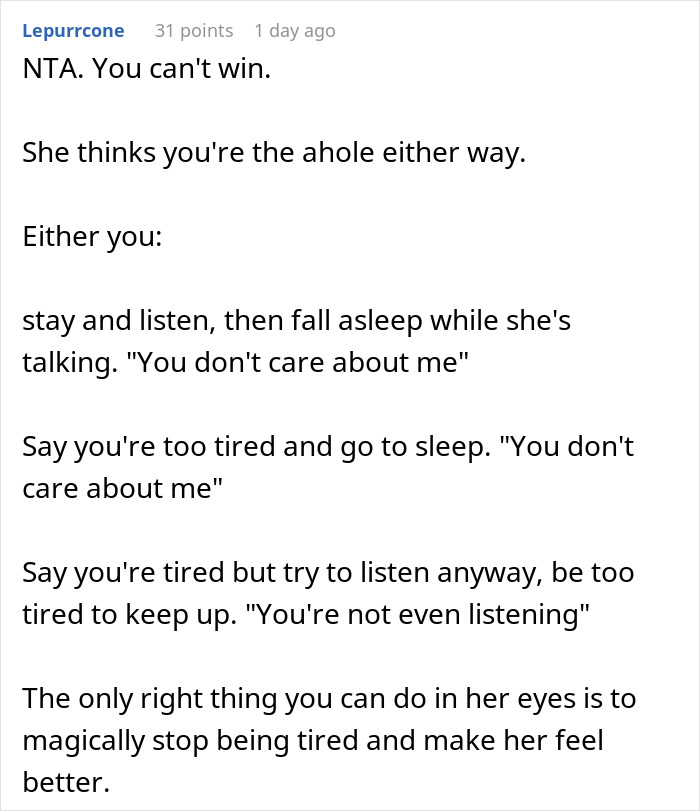 Woman Gets Upset When Her Boyfriend Can’t Stay Up At 3AM To Console Her Woman Gets Upset When Her Boyfriend Can’t Stay Up At 3AM To Console Her