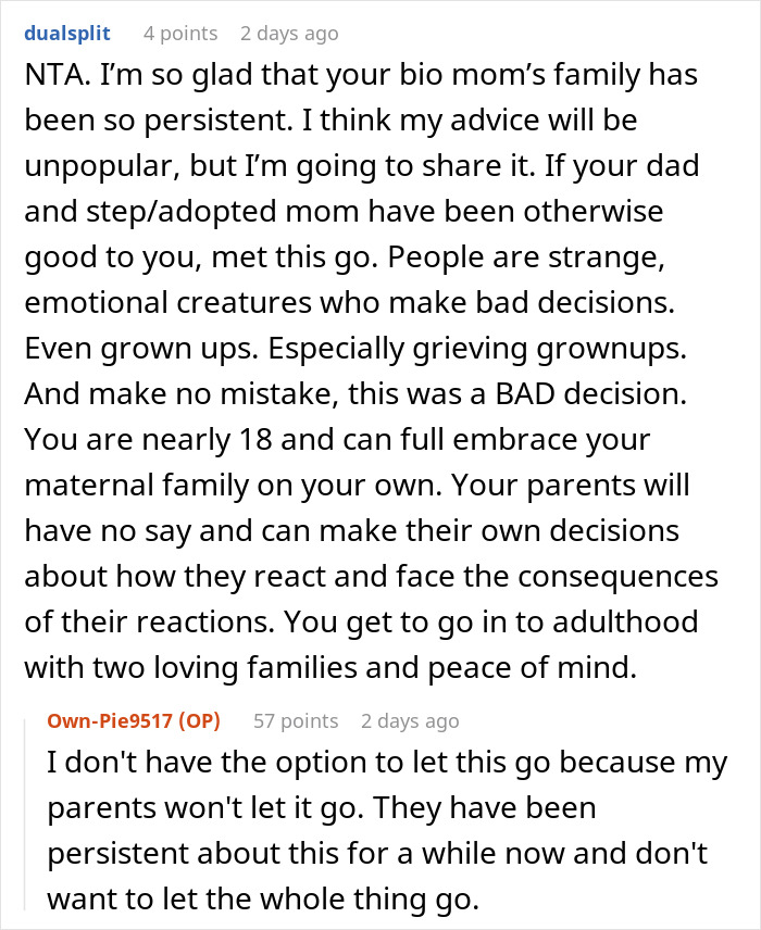 Bitter Teen Goes Against Dad's Wishes To Spend Time With Late Bio Mom's Family, Drama Ensues