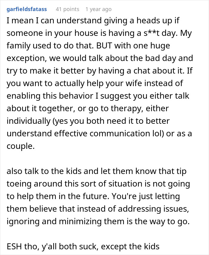 Dad Gets A Wake-Up Call After People Tell Him Wife's "Bad Days" Are Not For Him To Manage