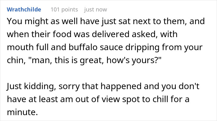 Restaurant Customers Upset At Having To See A Worker Eat At A Table Far Away From Them