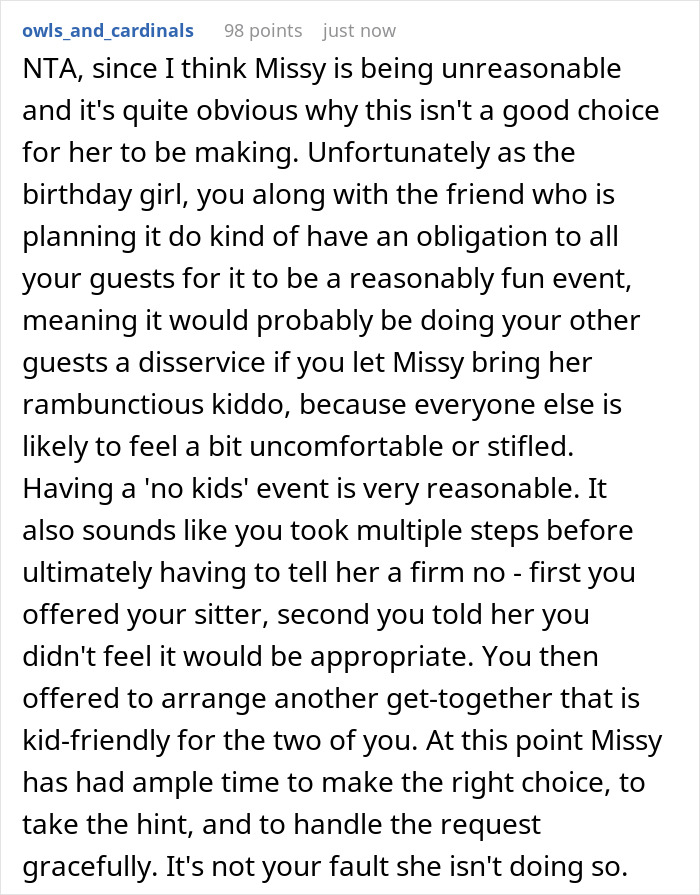 "[Am I The Jerk] For Telling My Friend She Can&rsquo;t Come If She Brings Her Kid"