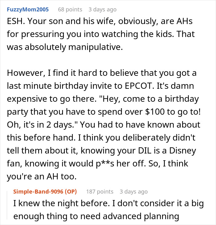 Entitled DIL Demands Grandma Babysit Her Kids For 5 Days, Gets Angry When Kids Are Taken To Disney Entitled DIL Demands Grandma Babysit Her Kids For 5 Days, Gets Angry When Kids Are Taken To Disney